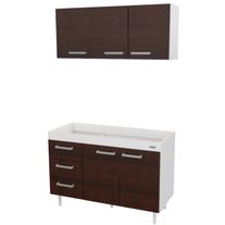 Combo cocina express melamina sin bacha 1,20 m blanco fte chocolate