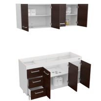 Combo cocina express melamina sin bacha 1,40 m blanco fte chocolate