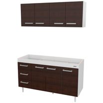 Combo cocina express melamina sin bacha 1,40 m blanco fte chocolate