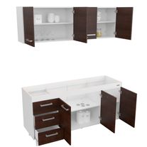 Combo cocina express melamina sin bacha 1,60 m blanco fte chocolate