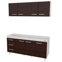 Combo cocina express melamina sin bacha 1,60 m blanco fte chocolate