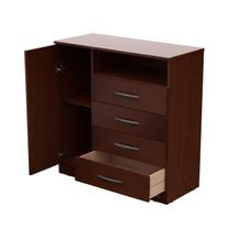Comoda super express 4 cajones y puerta pintura uv 0,90 m chocolate