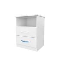 Mesa de luz express estante y 2 cajones pintura uv 0,47 blanca