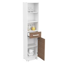 Despensero columna express puerta cajon estantes melamina 1,80 m blanco fte carvalho mezzo
