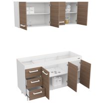 Combo cocina express melamina sin bacha 1,40 m blanco fte carvalho mezzo