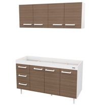 Combo cocina express melamina sin bacha 1,40 m blanco fte carvalho mezzo