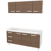 Combo cocina express melamina sin bacha 1,60 m blanco fte carvalho mezzo