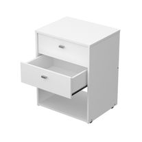 Mesa de luz nature 2 cajones melamina 0,64 m blanca