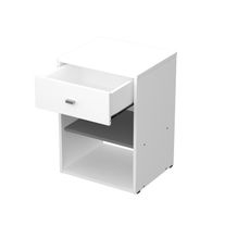 Mesa de luz milenial con cajon melamina 0,45 m blanca