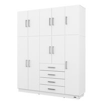Placard con baulera dakar plus 10 puertas 4 cajones melamina 1,74 m blanco