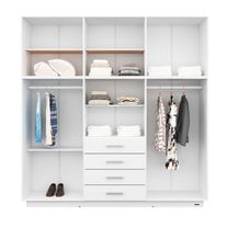 Placard con baulera dakar plus 12 puertas 4 cajones melamina 1,74 m blanco
