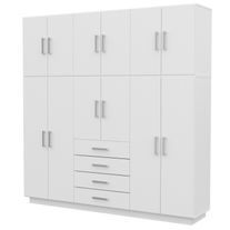 Placard con baulera dakar plus 12 puertas 4 cajones melamina 1,74 m blanco