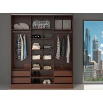 Placard premium nature 3 puertas corredizas melamina 1,80 m tabaco