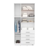 Placard dakar plus 6 puertas 4 cajones con baulera melamina 1,05 m blanco