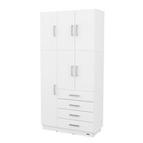 Placard dakar plus 6 puertas 4 cajones con baulera melamina 1,05 m blanco