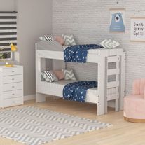 Cama cucheta emogi doble 1 plaza melamina 201x88x149 cm blanco