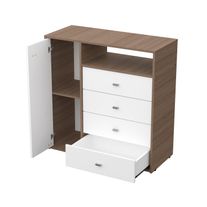 Comoda milenial 4 cajones y puerta melamina 0,90 m carvalho mezzo fte blanco