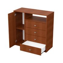 Comoda milenial 4 cajones y puerta melamina 0,90 m tabaco