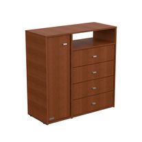 Comoda milenial 4 cajones y puerta melamina 0,90 m tabaco