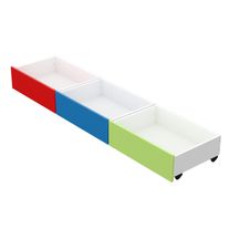 Kit 3 cajones bajo cama nature melamina 190x46x21 cm rojo azul verde