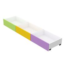 Kit 3 cajones bajo cama nature melamina 190x46x21 cm verde amarillo lila